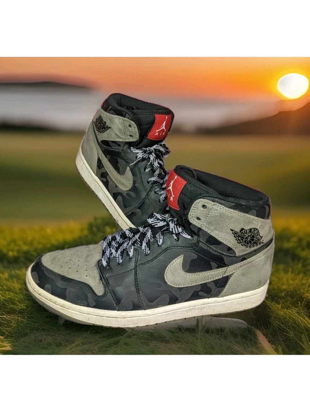 Nike Air Jordan 1 Retro High Top Shoes Camo Shadow AA3993 Leather Sneaker Mens 9